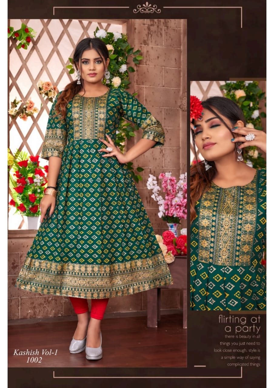 Kashish Vol 1 Fancy Designer Wholesale Anarkali Kurtis Catalog
